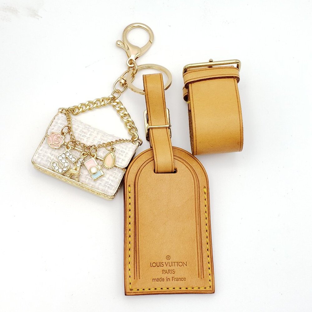 Authentic Louis Vuitton Luggage Nametag with Unbranded Keycharm